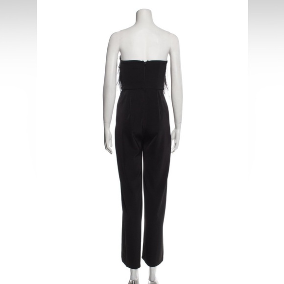 Saloni jumpsuit black size 2 Aurelie feather trimmed cady strapless fairy core - Picture 4 of 6